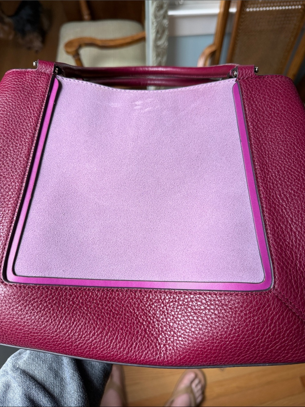 Kate Spade Two-Tone Berry and Lavender Leather and suede Satchel - Picture 6 of 10